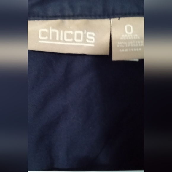 Chico's Navy Blazer with White Stitching - Picture 2 of 5